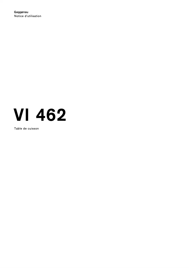 Page n°1 - Manuel utilisateur Gaggenau VI462111