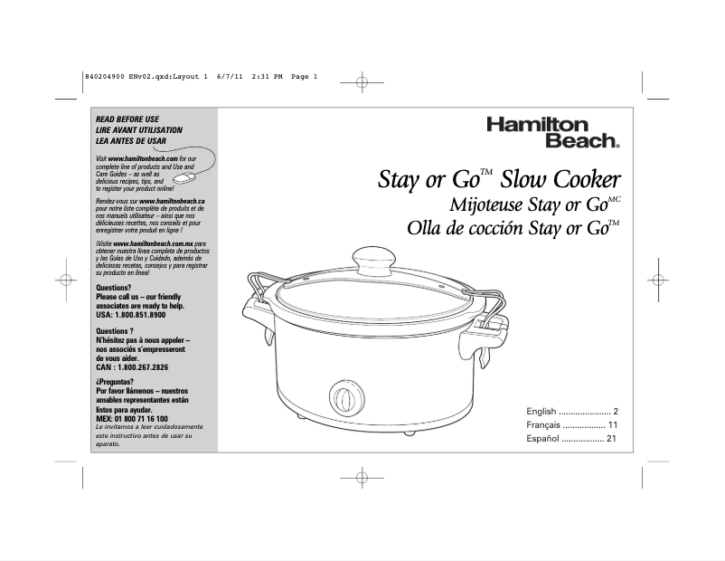 Page n°1 - Manuel utilisateur Hamilton Beach 33264