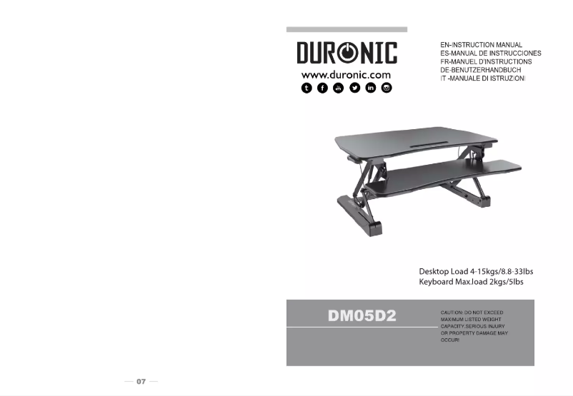 Page n°1 - Manuel utilisateur Duronic DM05D2