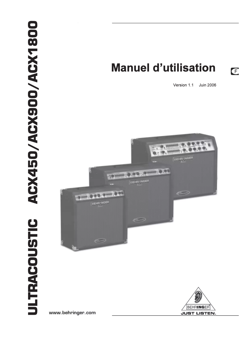 Page 1 de la notice Manuel utilisateur Behringer Ultracoustic ACX1800