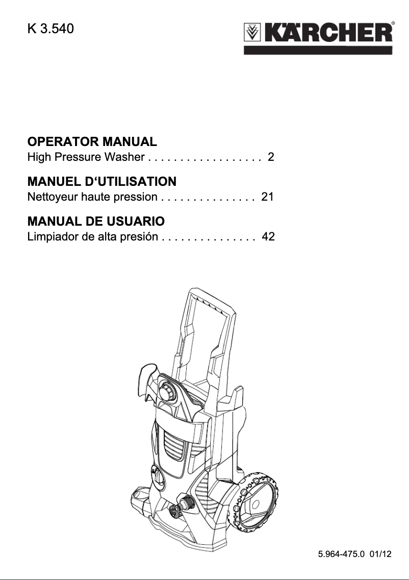 Image de la première page du manuel de l'appareil K 3.540