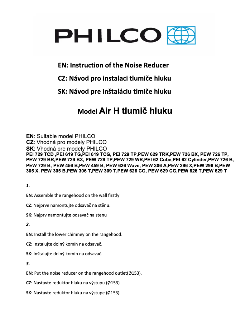 Page 1 de la notice Manuel utilisateur Philco Air H