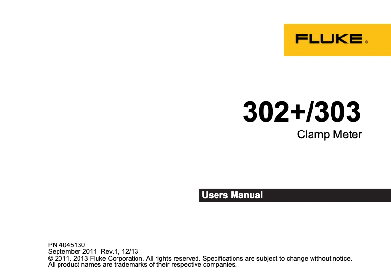 Page 1 de la notice Manuel utilisateur Fluke 303
