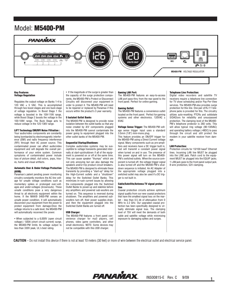 Página 1 del manual Manual de usuario Panamax M5400-PM