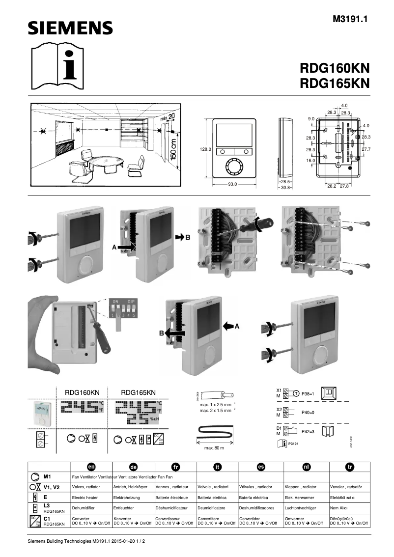 Image de la première page du manuel de l'appareil RDG165KN