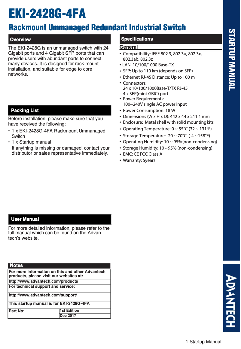 Page n°1 - Manuel utilisateur Advantech EKI-2428G-4CI-AE