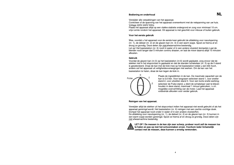 Page 1 de la notice Manuel utilisateur TriStar BL-4429