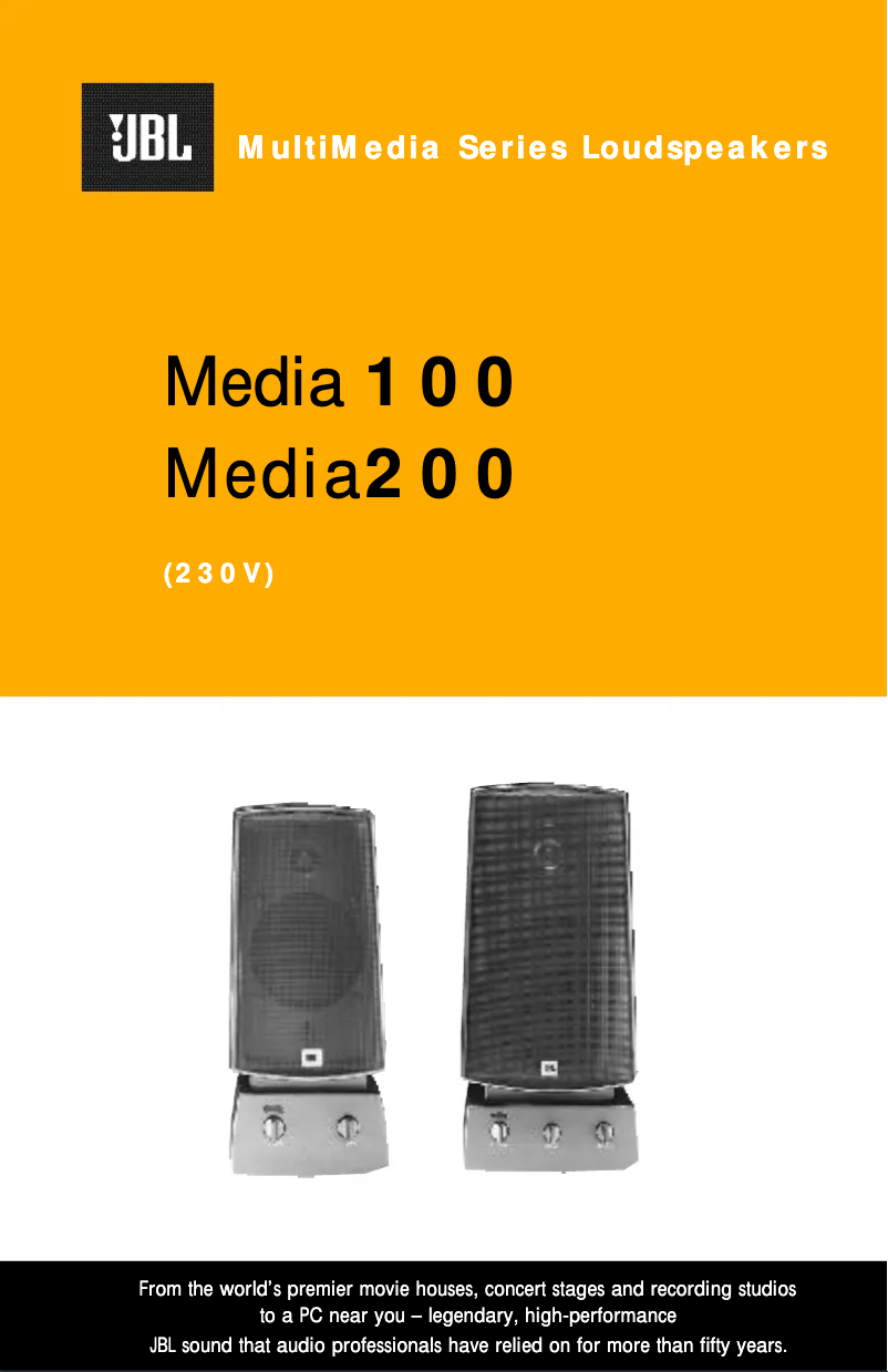 Page n°1 - Manuel utilisateur JBL Media 200