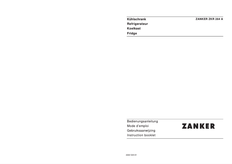 Page 1 de la notice Manuel utilisateur Zanker ZKR 264 a