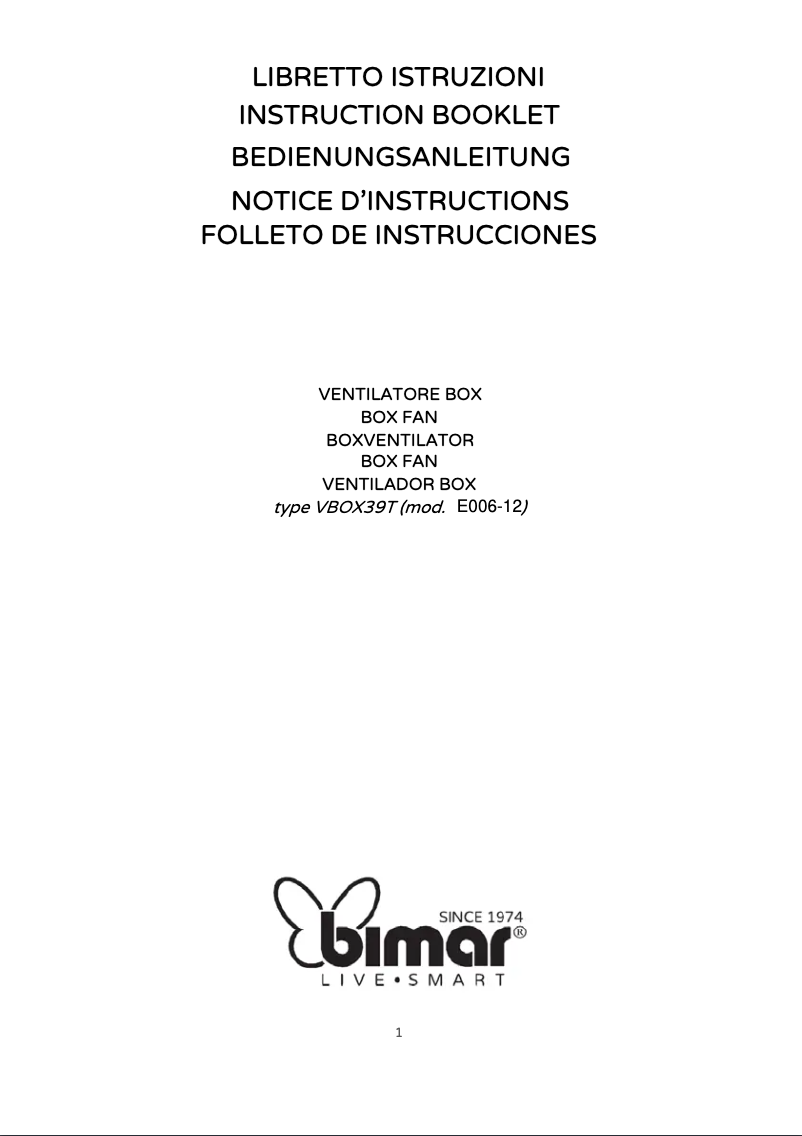Page 1 de la notice Manuel utilisateur Bimar VBOX39T