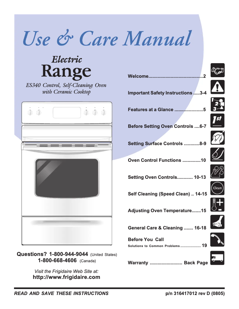 Page 1 de la notice Manuel utilisateur Frigidaire GLEF388GB
