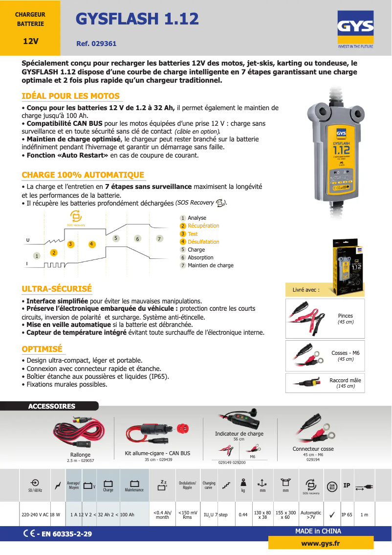 Page n°1 - Fiche technique GYS Gysflash 1.12