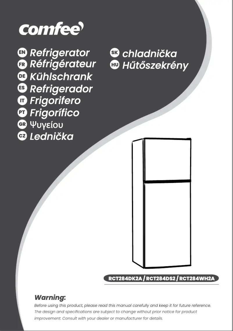Page n°1 - Manuel utilisateur Comfee RCT284WH2A