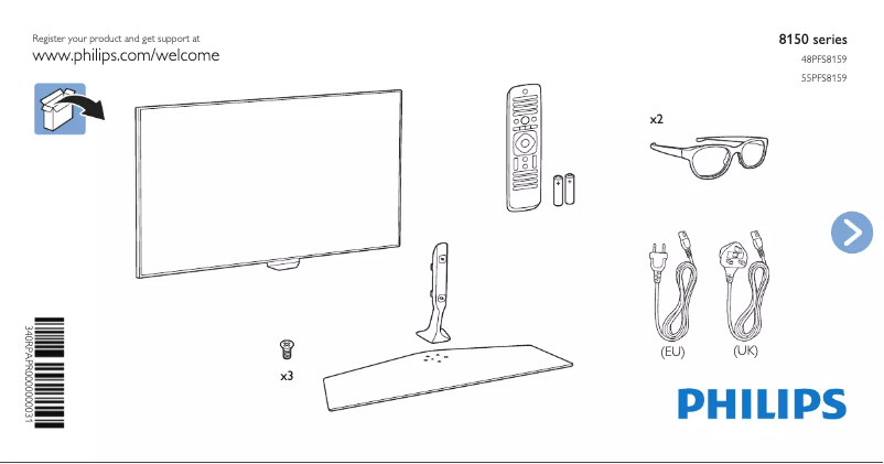 Page 1 of the manual Quick Start Guide Philips 48PFS8159