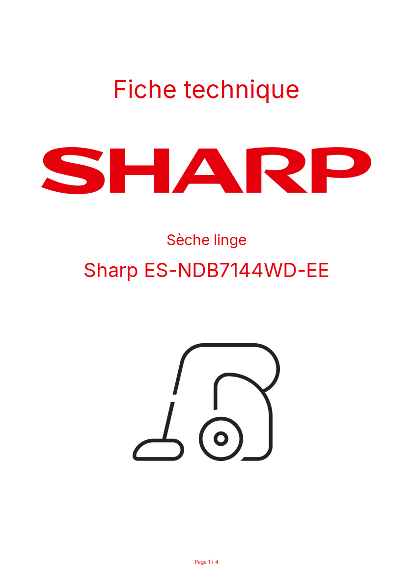 Page n°1 - Fiche technique Sharp ES-NDB7144WD-EE