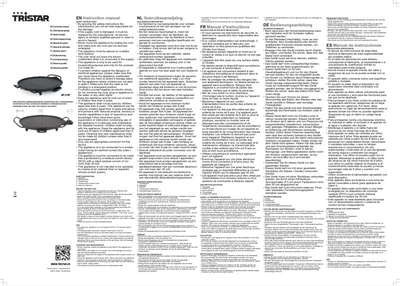 Page 1 de la notice Manuel utilisateur TriStar BP-2787