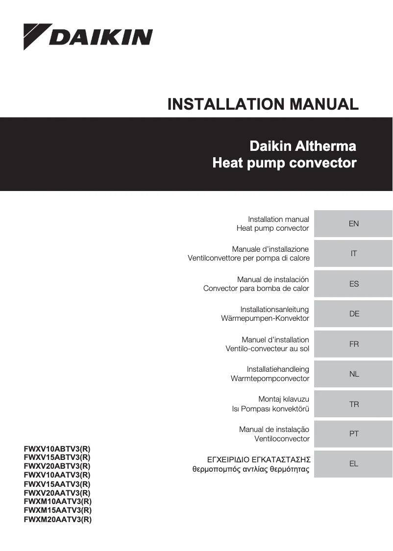 Page 1 de la notice Manuel utilisateur Daikin FWXV15AATV3