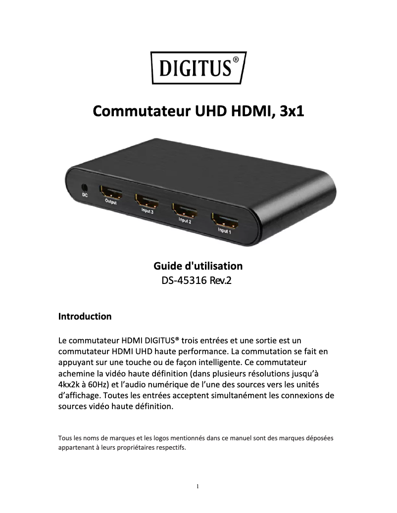 First page image of the manual for DS-45316