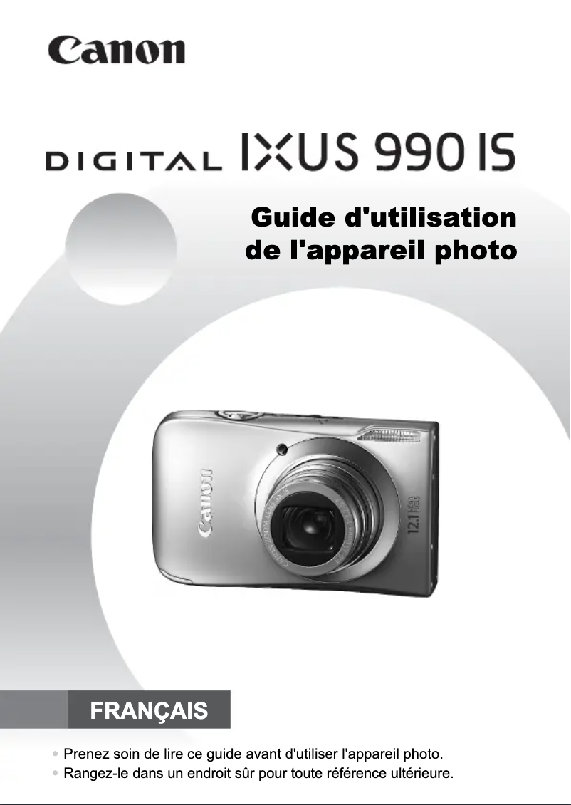 Image de la première page du manuel de l'appareil Digital IXUS 990 IS