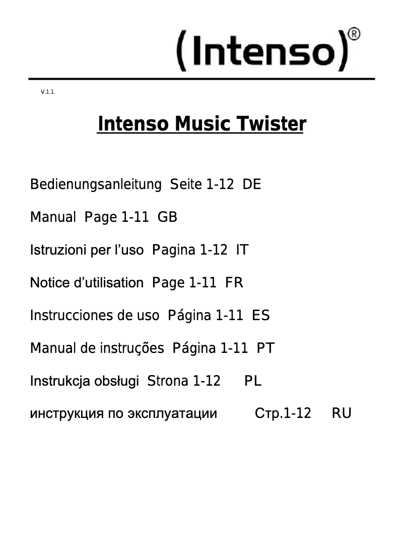 Page 1 de la notice Manuel utilisateur Intenso Music Twister