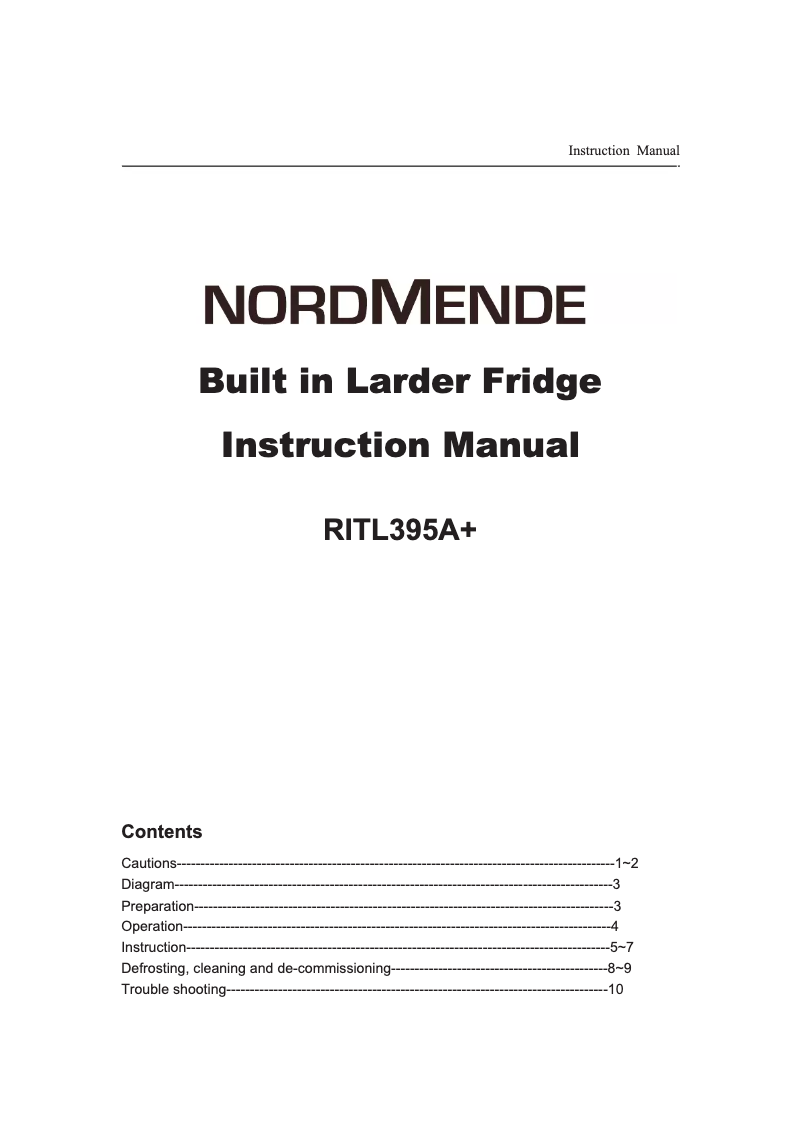 Page 1 of the manual User Manual Nordmende RITL395A