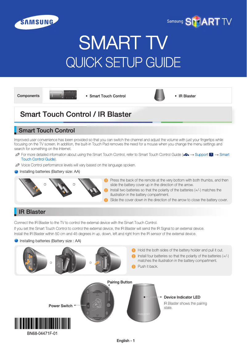 Image de la première page du manuel de l'appareil UE55ES7000