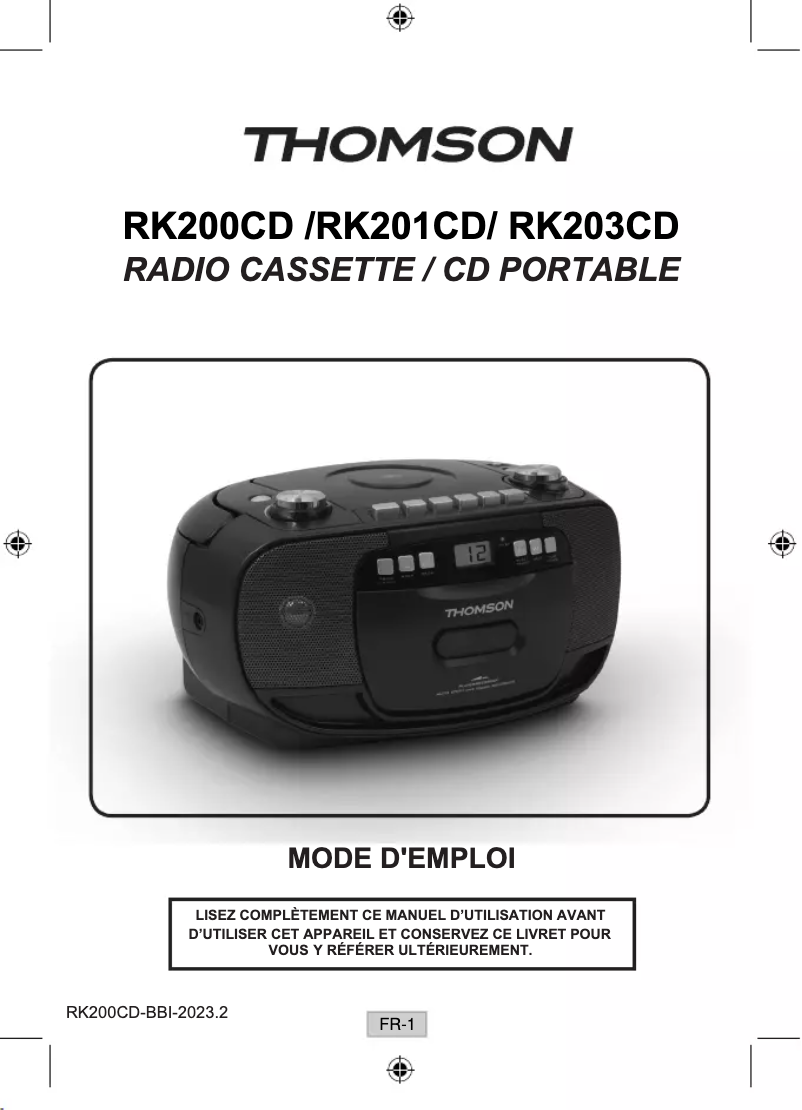 Image de la première page du manuel de l'appareil RK203CD