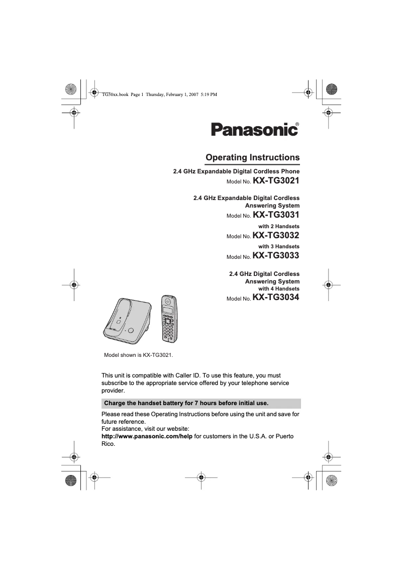 Page n°1 - Manuel utilisateur Panasonic KX-TG3031