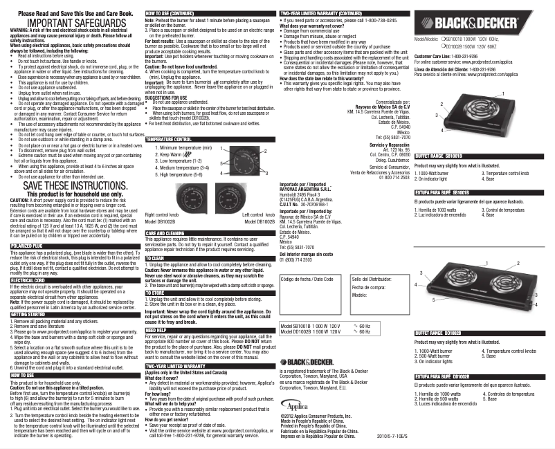Page 1 de la notice Manuel utilisateur Black & Decker DB1002B