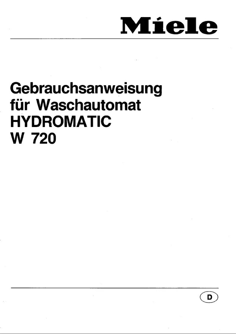 Page 1 de la notice Manuel utilisateur Miele Hydromatic W 720