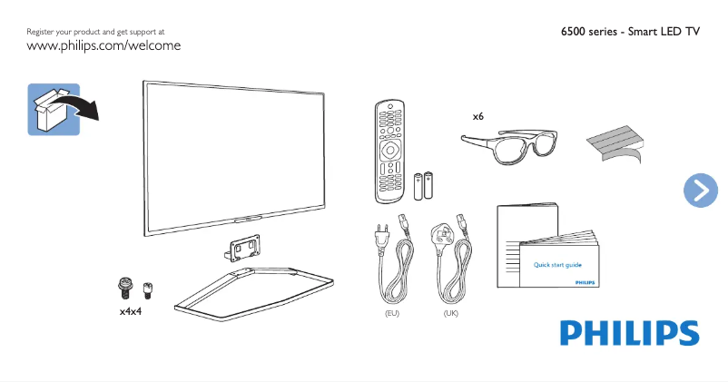 Page n°1 - Guide de démarrage rapide Philips 55PFT6569