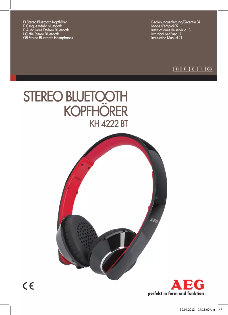 Page 1 de la notice Manuel utilisateur AEG KH 4222 BT