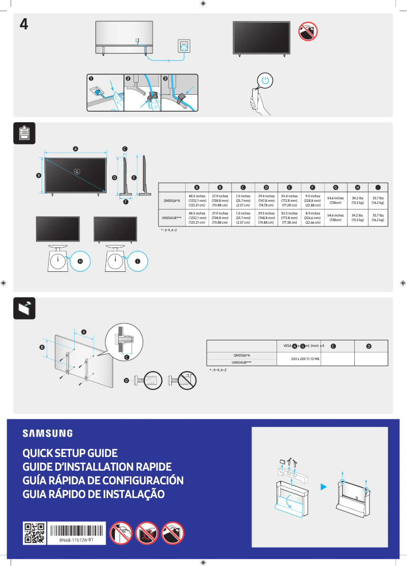 Imagen de la primera página del manual del dispositivo QN55Q60AAG