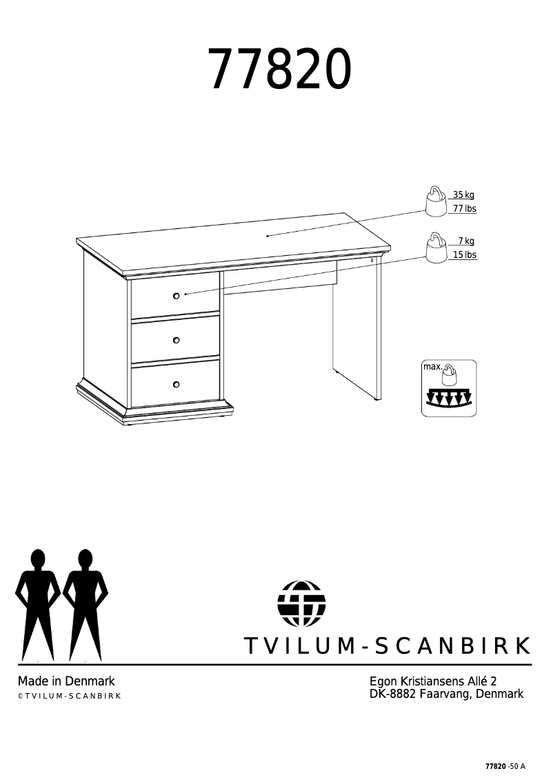 Page 1 de la notice Manuel utilisateur Tvilum 77820