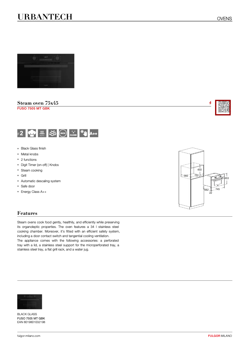 Page n°1 - Fiche technique Fulgor Milano FUSO 7505 MT GBK
