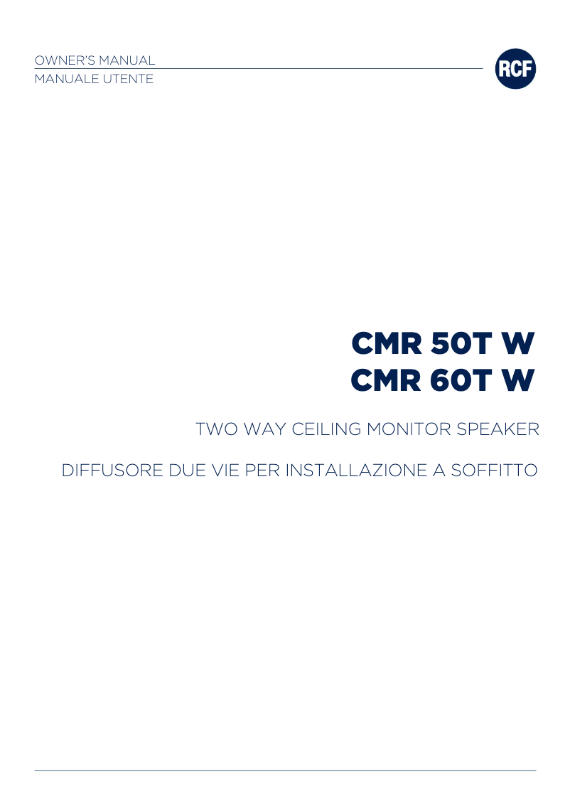 Page 1 of the manual User Manual RCF CMR 60T