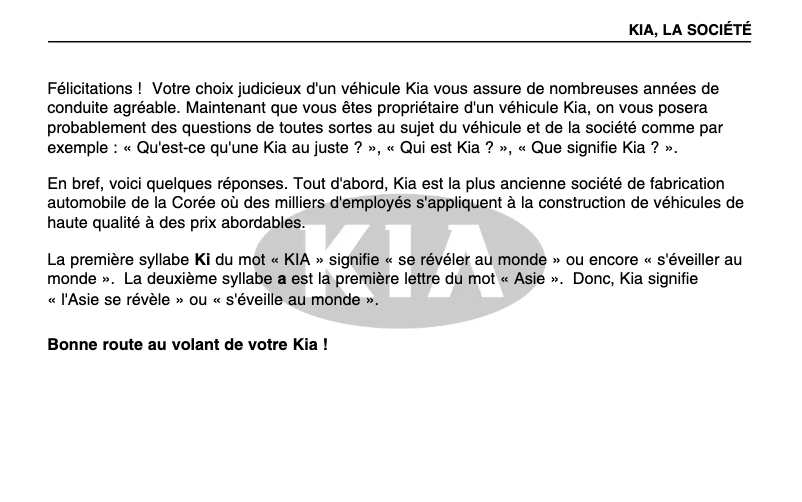 Page 1 de la notice Manuel utilisateur Kia Sorento (2006)