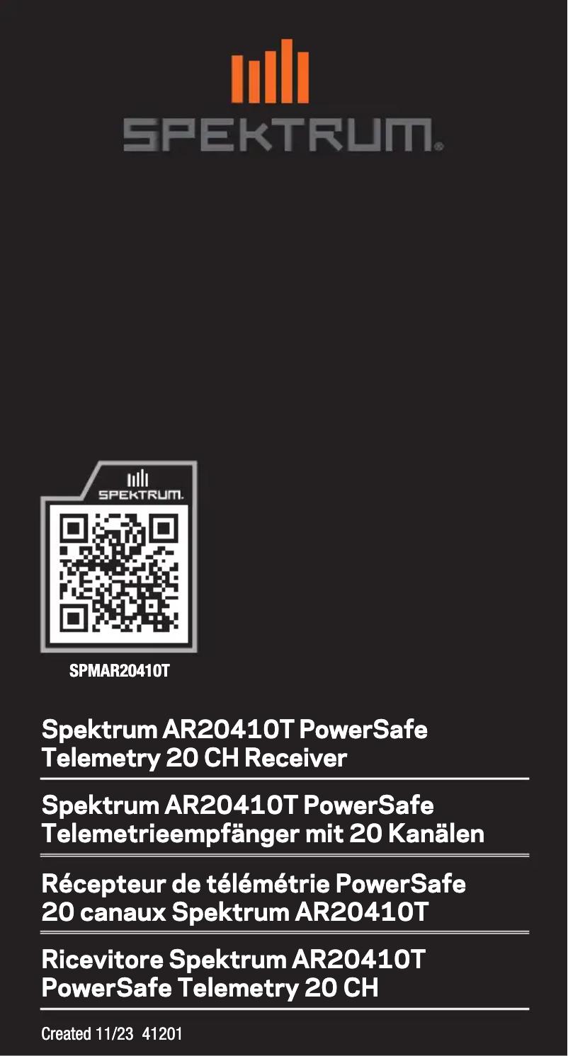 Page 1 de la notice Manuel utilisateur Spektrum AR20410T