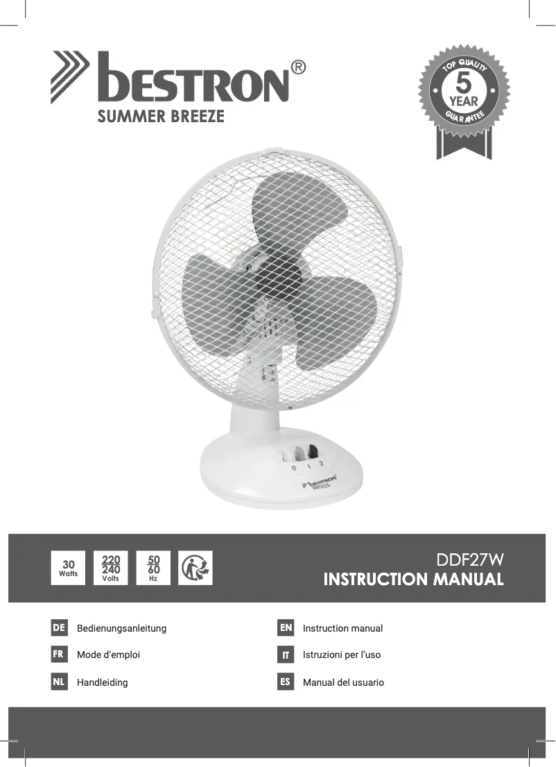 Page n°1 - Manuel utilisateur Bestron DDF27W