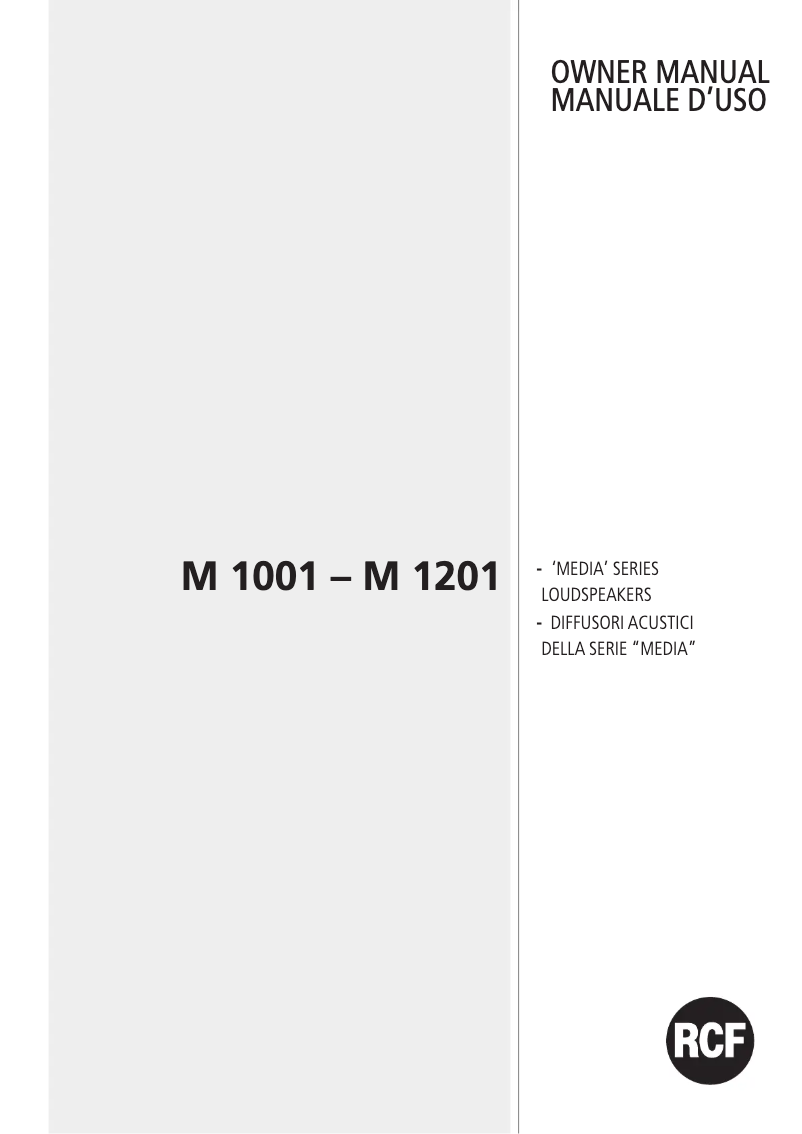Page 1 de la notice Manuel utilisateur RCF M 1001