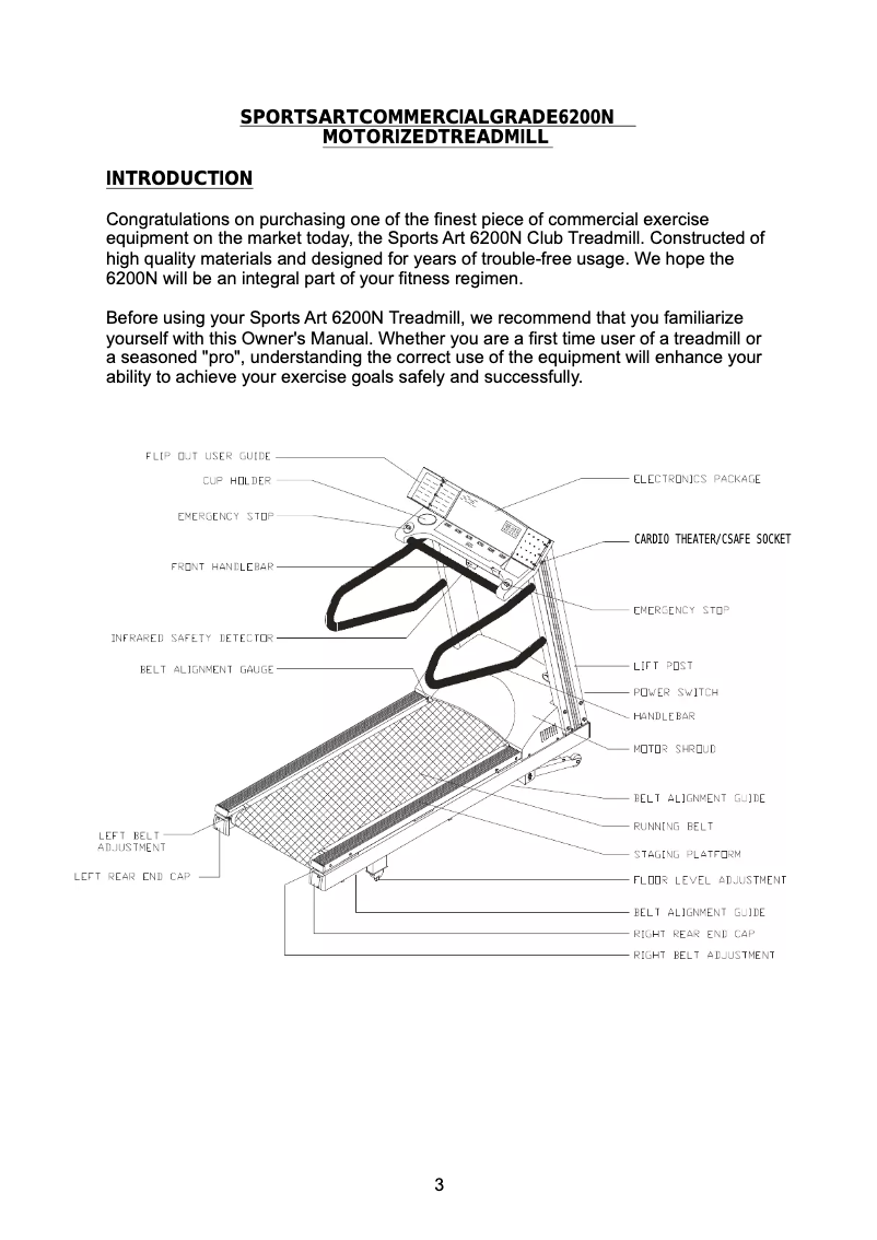 Page 1 de la notice Manuel utilisateur SportsArt 6200