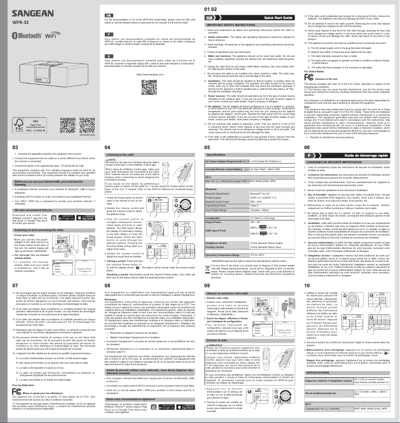 Image de la première page du manuel de l'appareil WFR-32