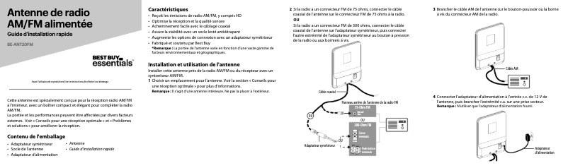 Page 1 de la notice Manuel utilisateur Best Buy BE-ANT20FM