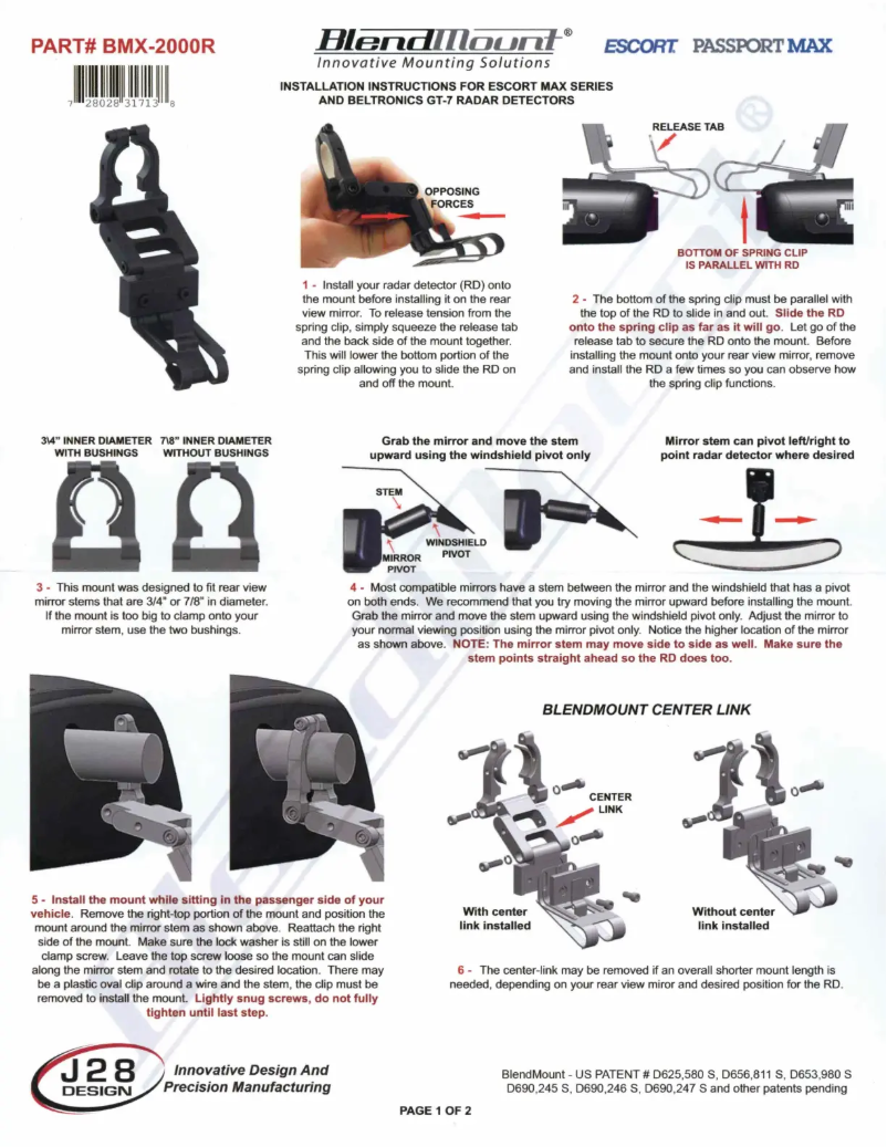 Page n°1 - Manuel utilisateur BlendMount BMX-2000R