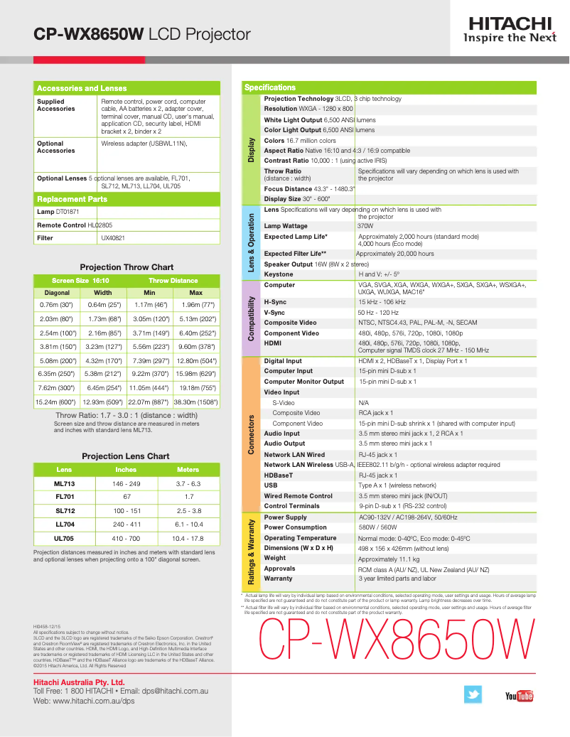 Image de la première page du manuel de l'appareil CP-WX8650W