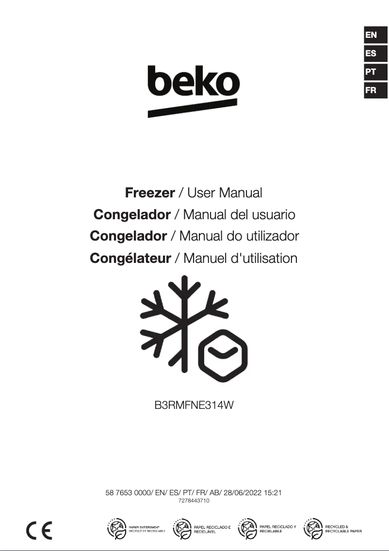 Page n°1 - Manuel utilisateur Beko B3RMFNE314W