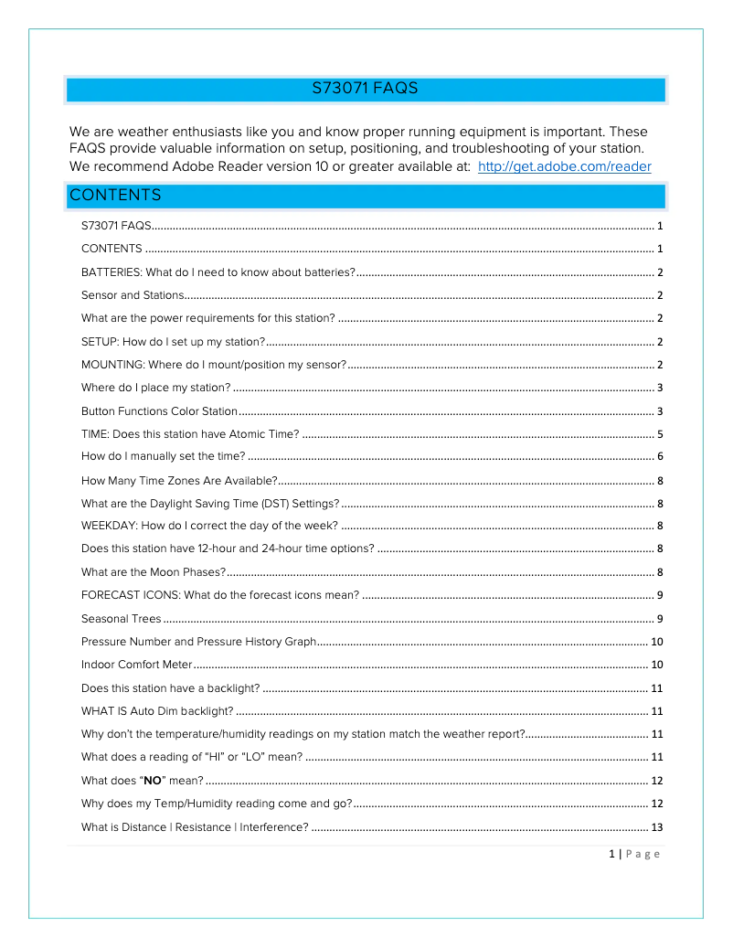 Image de la première page du manuel de l'appareil S73071