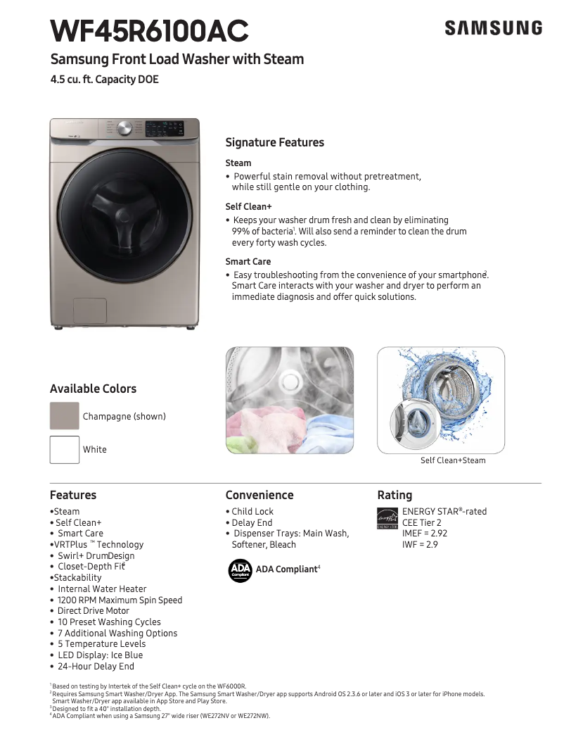 Image de la première page du manuel de l'appareil WF45R6100AC