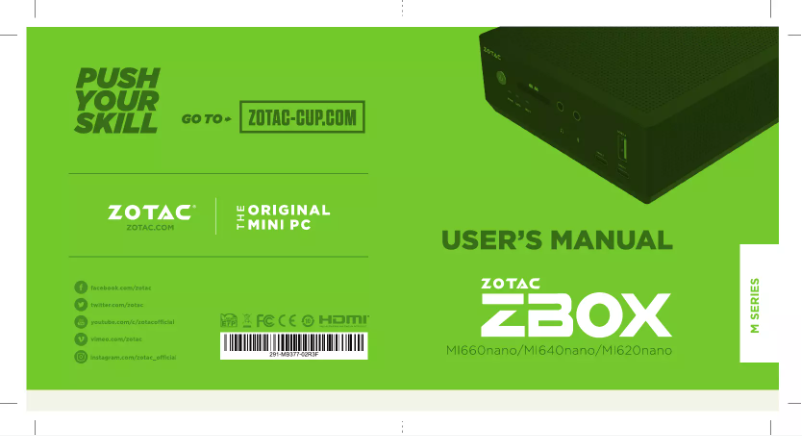 Page 1 de la notice Manuel utilisateur Zotac ZBOX MI640 Nano Plus