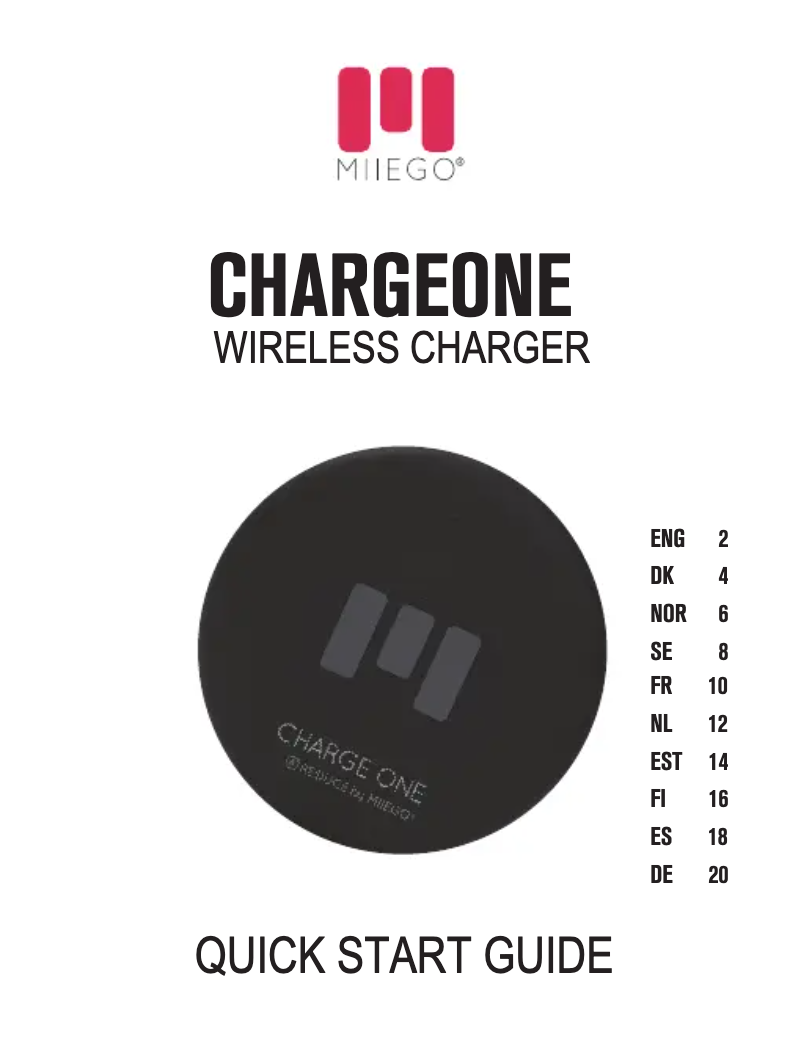 Page n°1 - Manuel utilisateur Miiego CHARGE ONE RE:DUCE